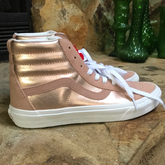 rose gold high top vans